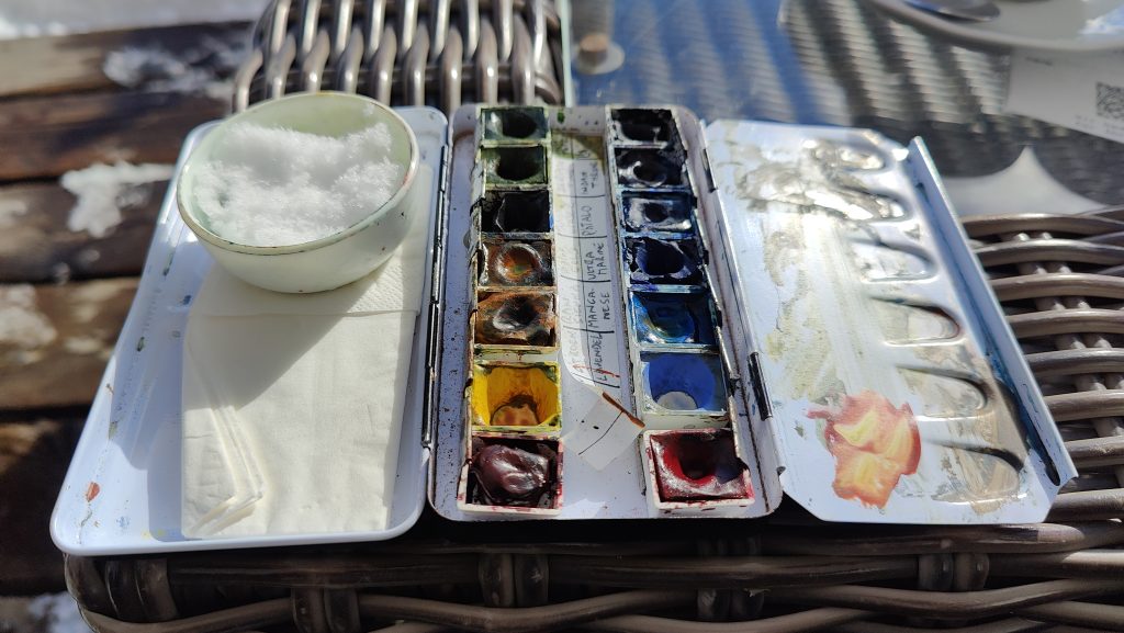 Aquarellen met sneeuw